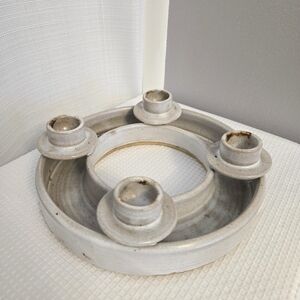 Art Pottery Fresh Flower Candlestick Holder Open Vase Spring Table Beige Mollner